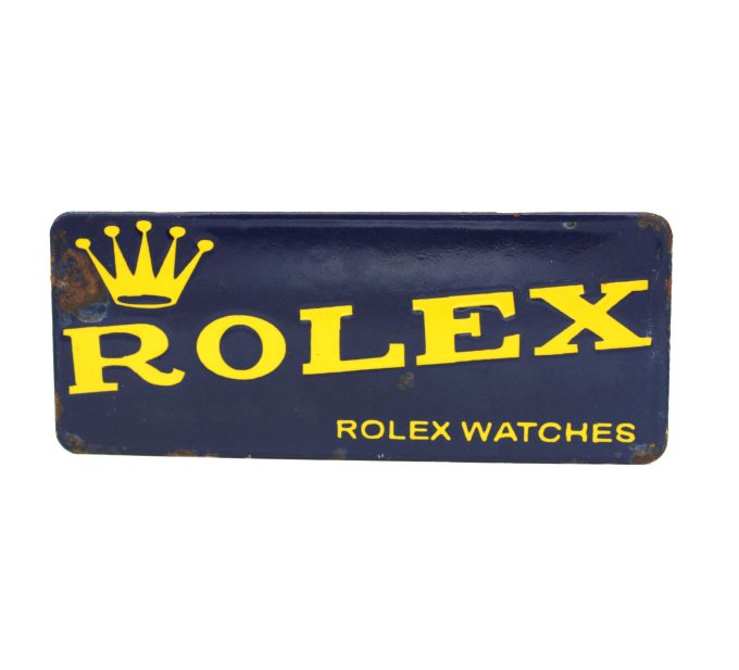 1950’s authentic porcelain enamel 25 x 10 cm Rolex advertising sign