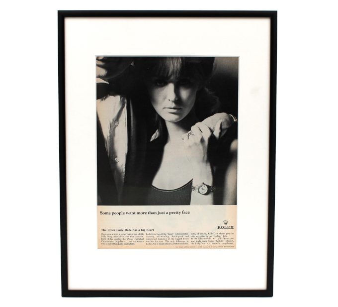 Authentic framed 1966 Rolex Lady-Date Vintage Print Ad  - "Some people want more than just a pretty face"