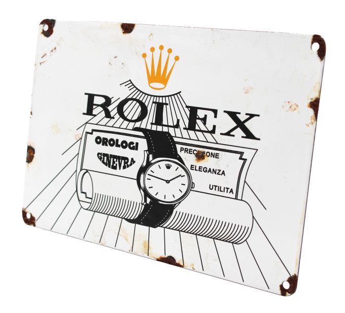 Authentic porcelain enamel 30 x 20 cm Rolex Italian advertising sign