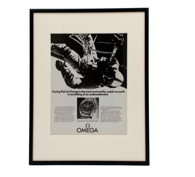 Authentic framed 1975 Vintage Ad Speedmaster "Saying that Omega is the most trustworthy watch on Earth is something of an understatement."