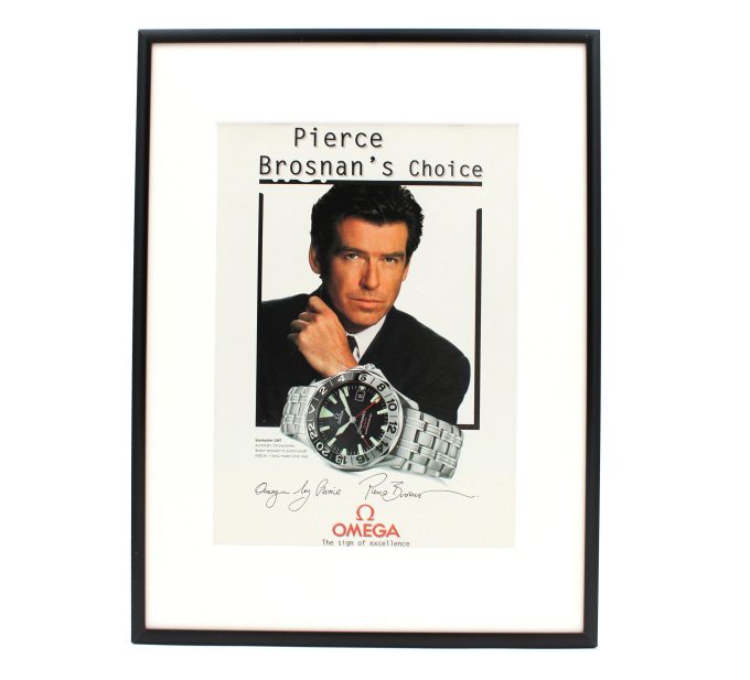 Authentic framed 1999 Vintage Ad Omega Seamaster Pierce Brosnan 007 James Bond