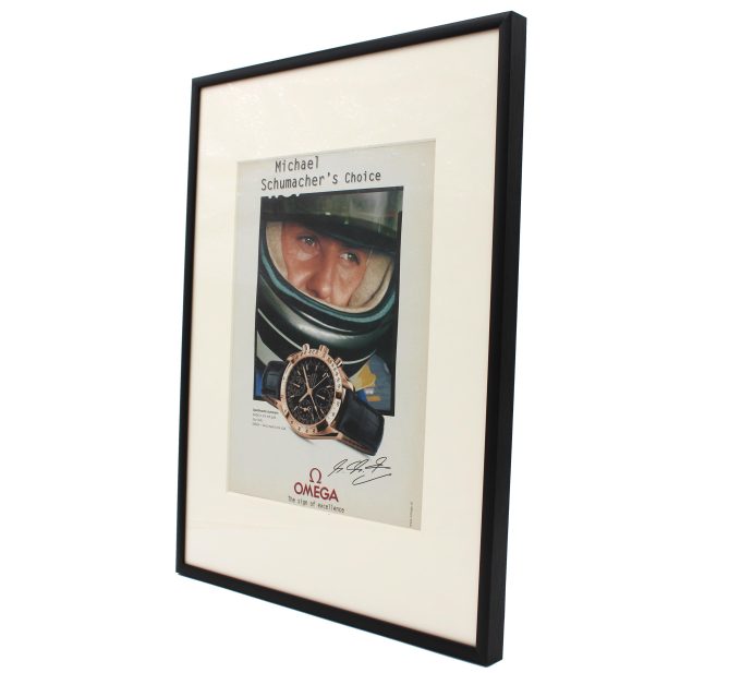 Authentic framed 1999 Vintage Ad Omega Speedmaster - Michael Schumacher “Michael Schumacher’s Choice”