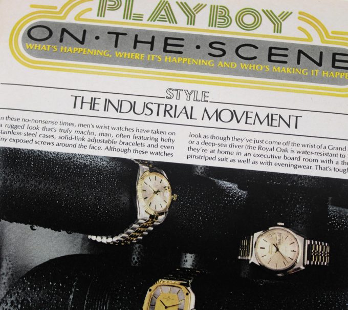 Authentic framed 1980's “The Industrial Movement” Playboy Magazine Watch feature Print Ad