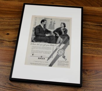 Authentic framed 1959 Ladys Orchid and Rolex Day Date authentic Print Ad