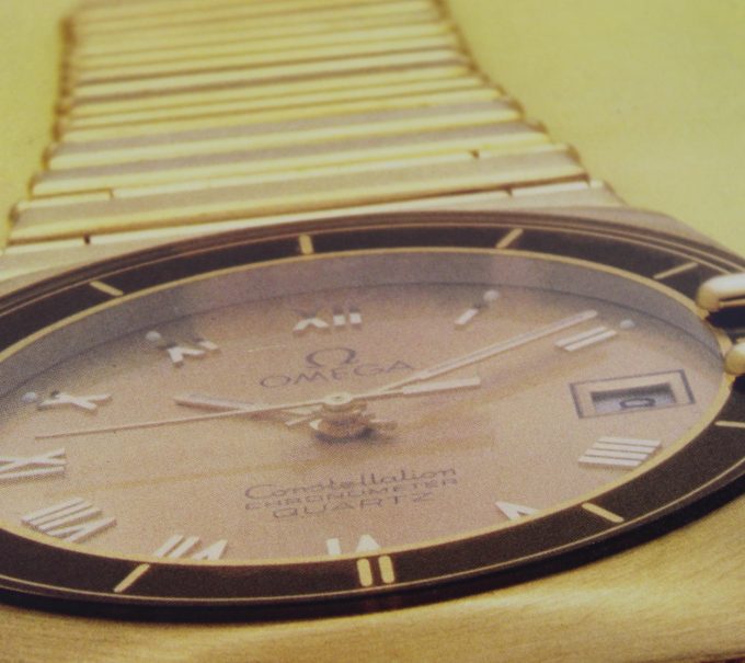 Authentic framed 1984 Omega Constellation “Claws” Full Gold Edition Print Ad