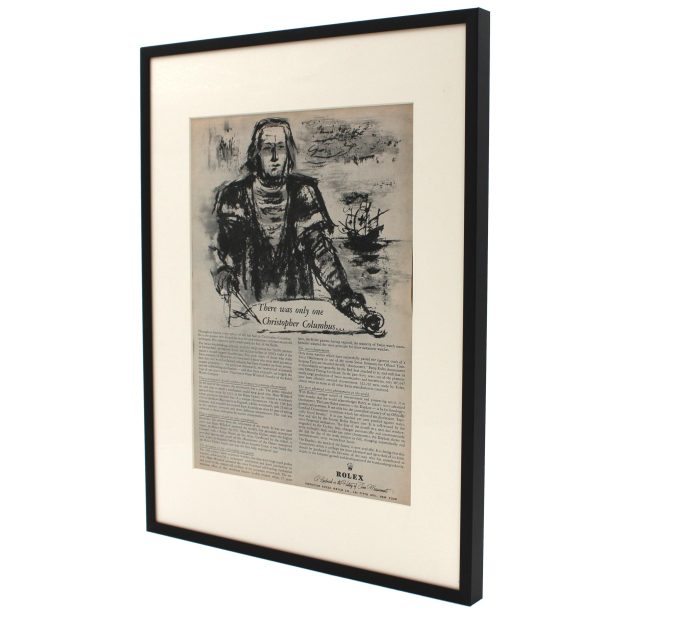 Authentic Framed 1958 Vintage Print Ad Rolex “There was only one Christopher Columbus…”