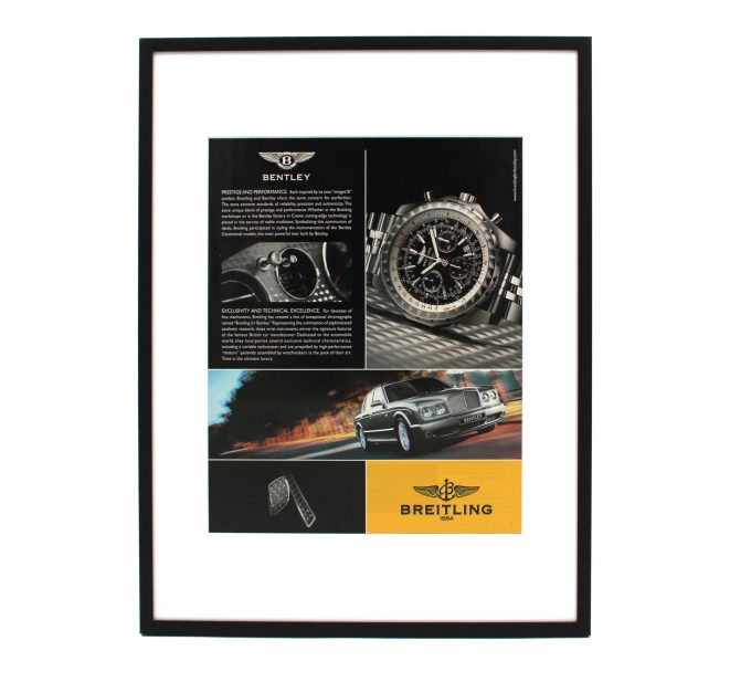 Authentic Framed 2003 Vintage Print Ad Breitling for Bentley “Time is the Ultimate Luxury”