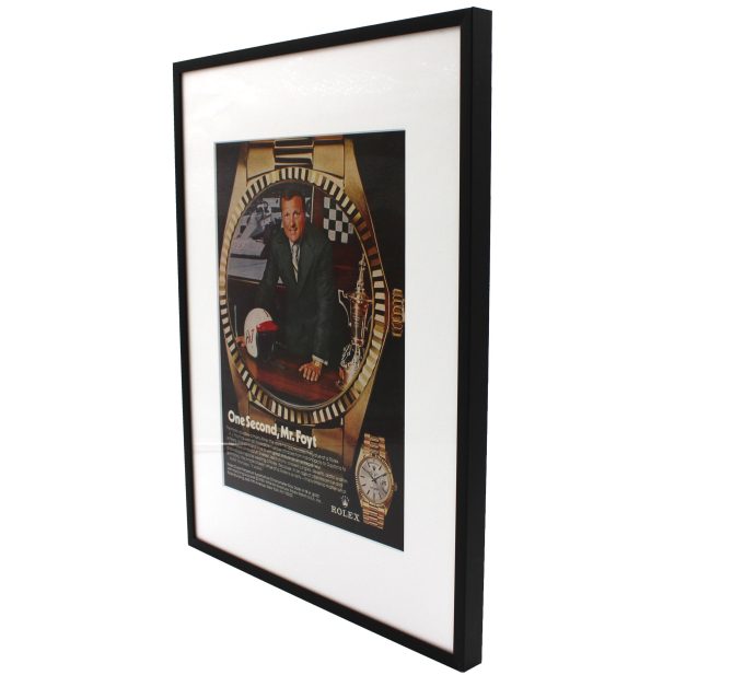 Authentic Framed 1974 Vintage Print Ad Rolex Day-Date "One Second, Mr. Foyt"