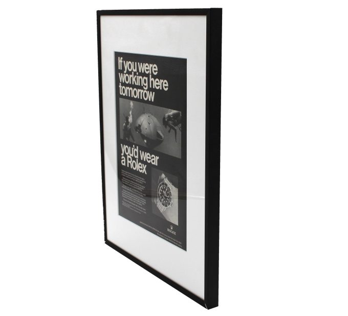 Authentic Framed 1975 Vintage Print Ad Rolex Submariner “If you were working here tomorrow, you'd wear a Rolex”
