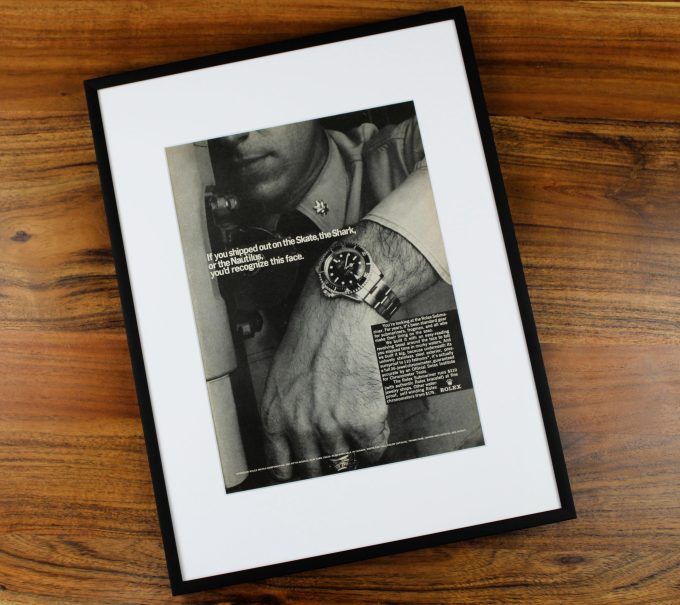 Authentic Framed 1967 Vintage Print Ad Submariner “If you shipped out on the Skate, the Shark, or the Nautilus, you'd recognize this face”