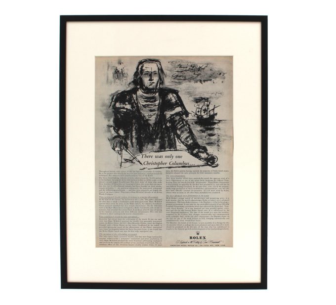 Authentic Framed 1958 Vintage Print Ad Rolex “There was only one Christopher Columbus…”
