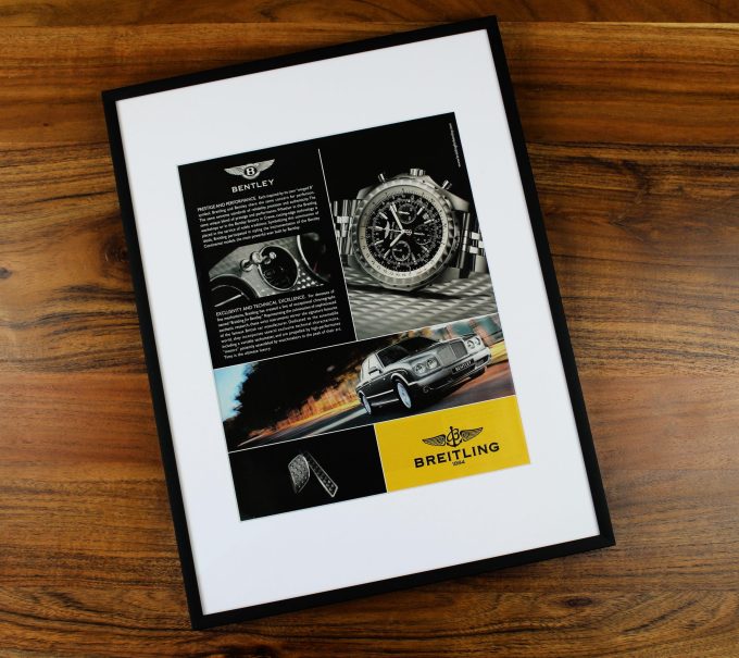 Authentic Framed 2003 Vintage Print Ad Breitling for Bentley “Time is the Ultimate Luxury”